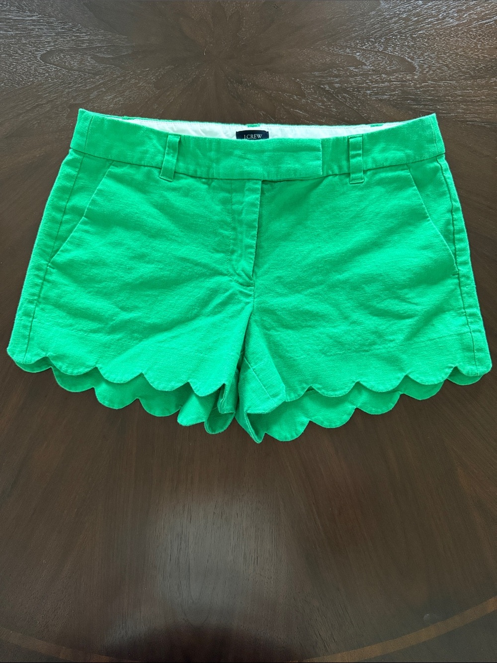 J. Crew Linen-Cotton Scallop Hem Short